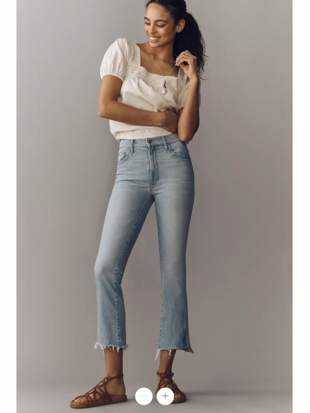 MOTHER Light Wash Cropped Straight Jeans